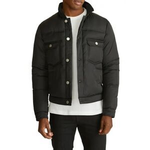 Hudson Jeans Twill Quilted Short Puffer Jacket Coat